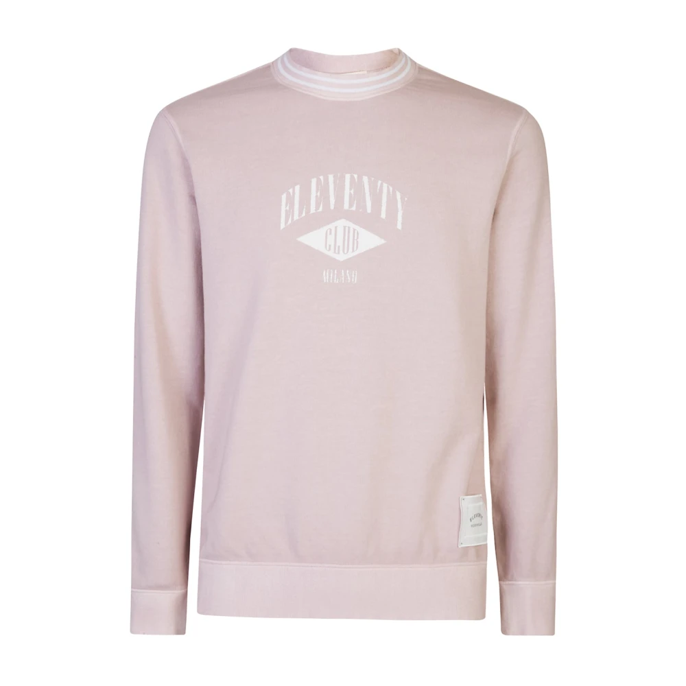 Eleventy Mannelijk Roze Hoodies & Sweatvesten Heren, L, Katoen, Felpa Girocollo Stampa