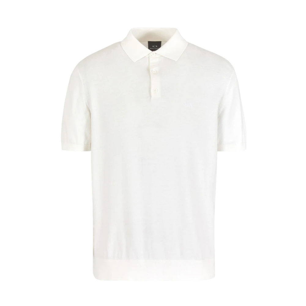 Armani Exchange Herr Vit Toppar M, Bomull, Logo Pikétröja