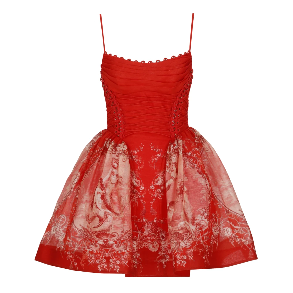 Zimmermann Women's Red Party Dresses, S, Rebellion Beaded Mini Dress