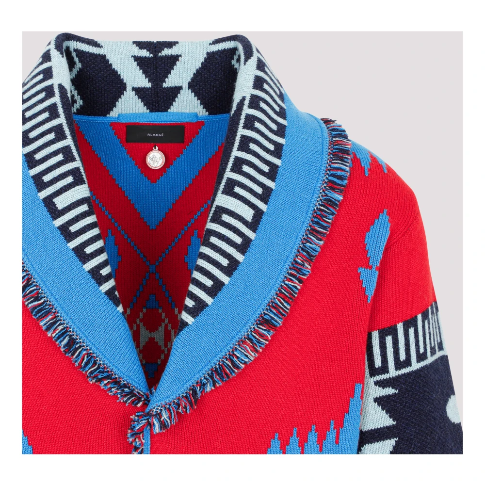 Alanui Geometrische Jacquard Cardigan Rode Sweater Multicolor Heren
