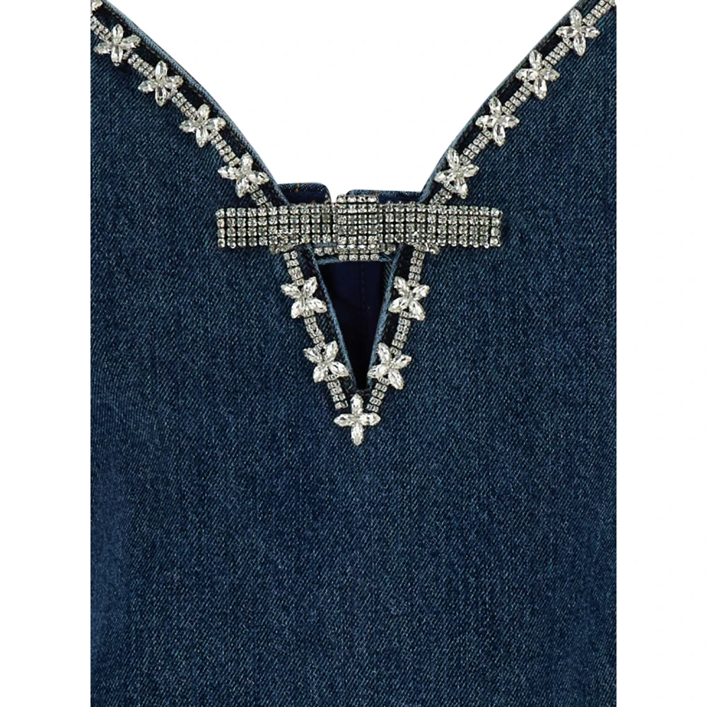 Self Portrait Blauwe Minijurk met Strikdetail Blue Dames