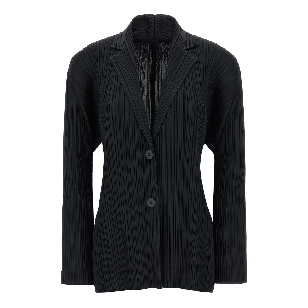 Issey Miyake Women's Black Pliss Single-Breasted Blazer