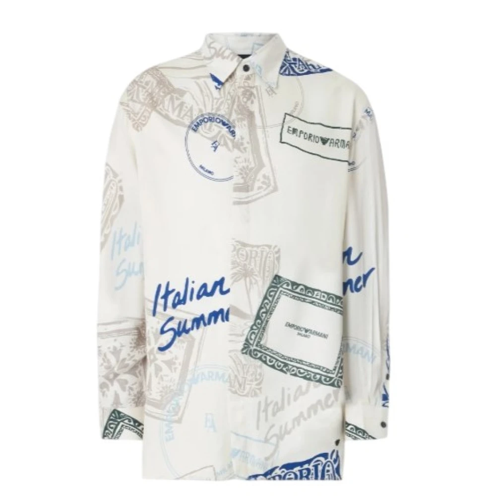 Emporio Armani Herren Multicolor Shirt Aus Fließendem Stoff