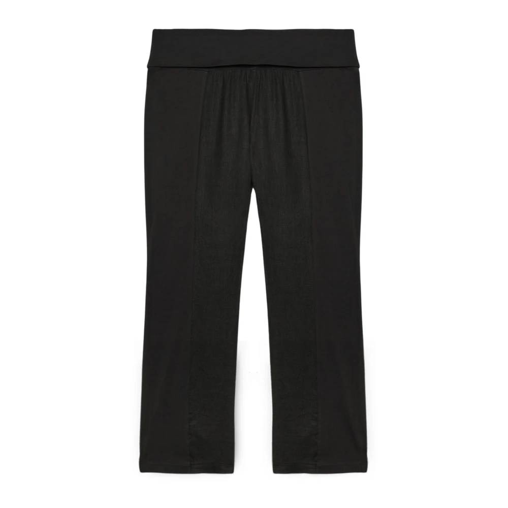 Fiorella Rubino Linnen Broek met Jersey Tailleband Black Dames