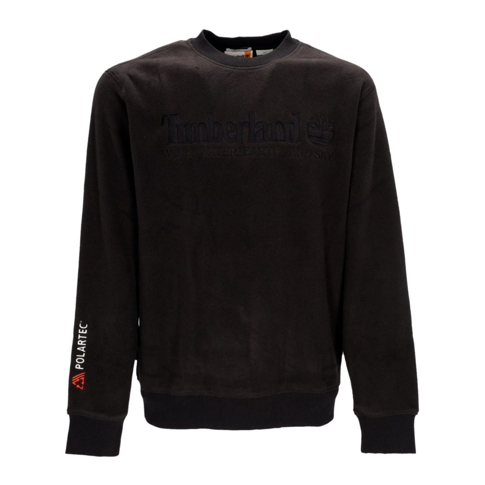 Timberland Zwart Crewneck Sweatshirt met Lineair Logo Black Heren