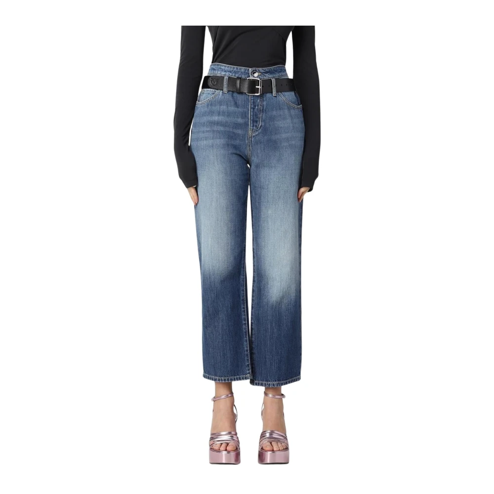 Pinko Blue Straight Fit Jeans, Female, W28, Classic Denim Wide Leg Jeans
