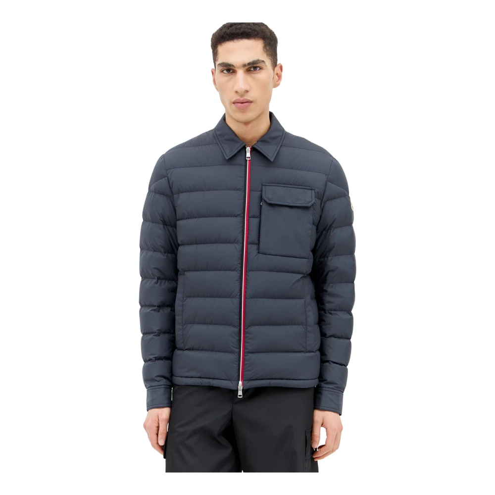 Moncler Gewatteerd Shirtjack Matte Afwerking Blue Heren