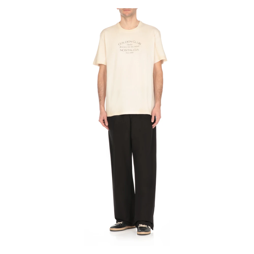 Golden Goose Wit katoenen T-shirt met Logo White Heren