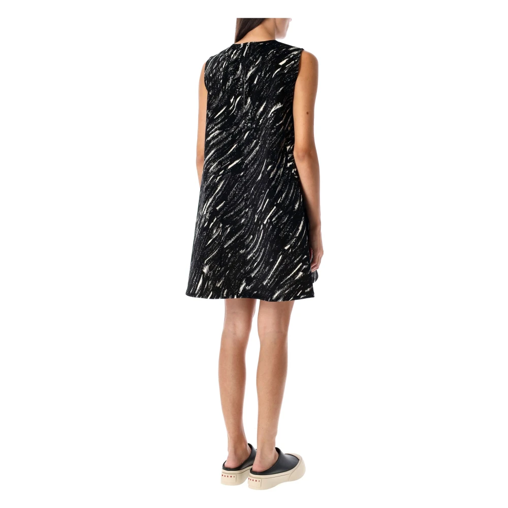 Marni Zwart A-Lijn Fluweel Mini Jurk Black Dames