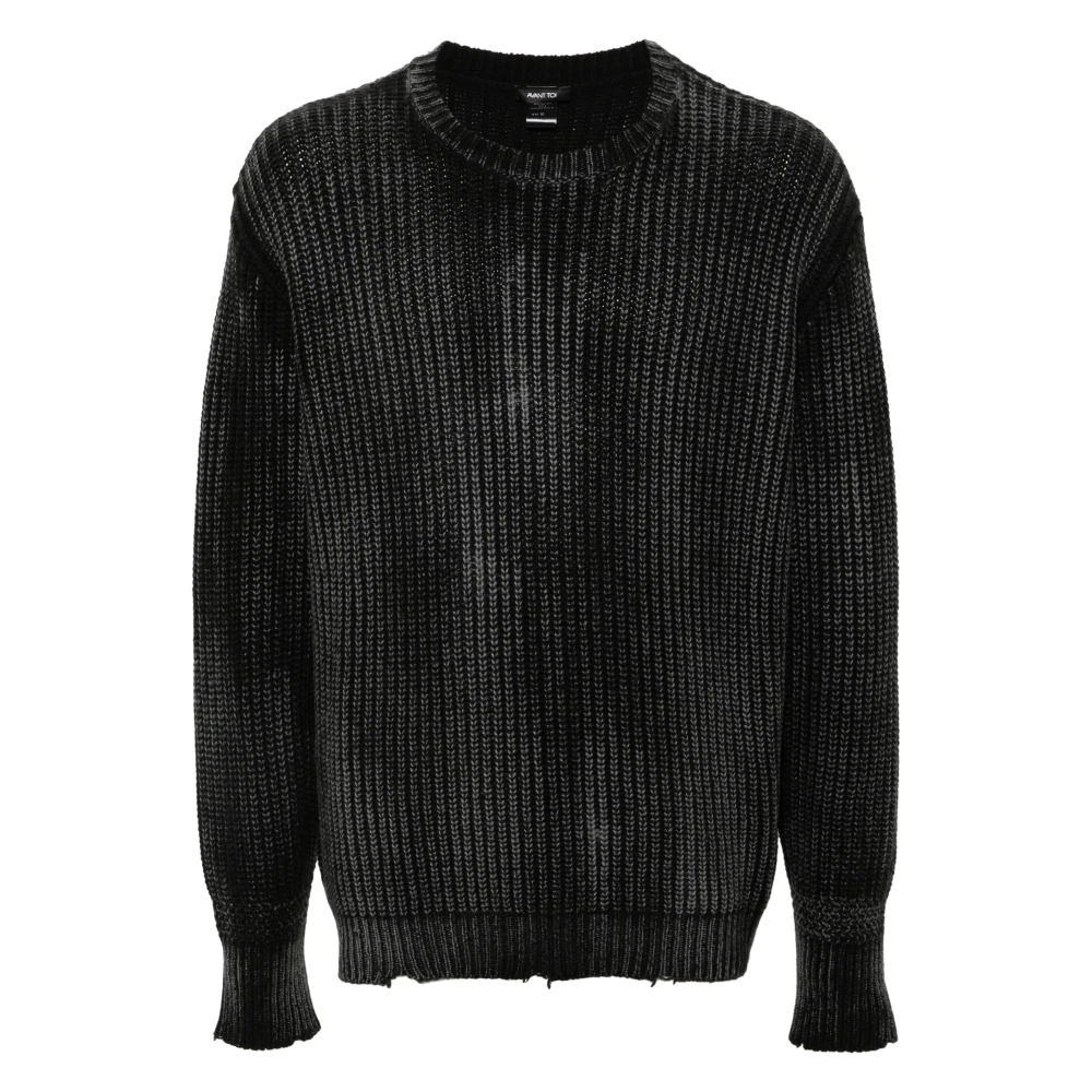 Avant Toi Geribbelde Crew Neck Sweaters Black Heren