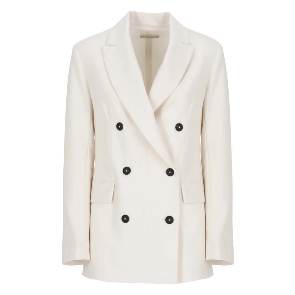 Antonelli Firenze Ivory Dubbelknäppt Blazer för Kvinnor Beige, Dam