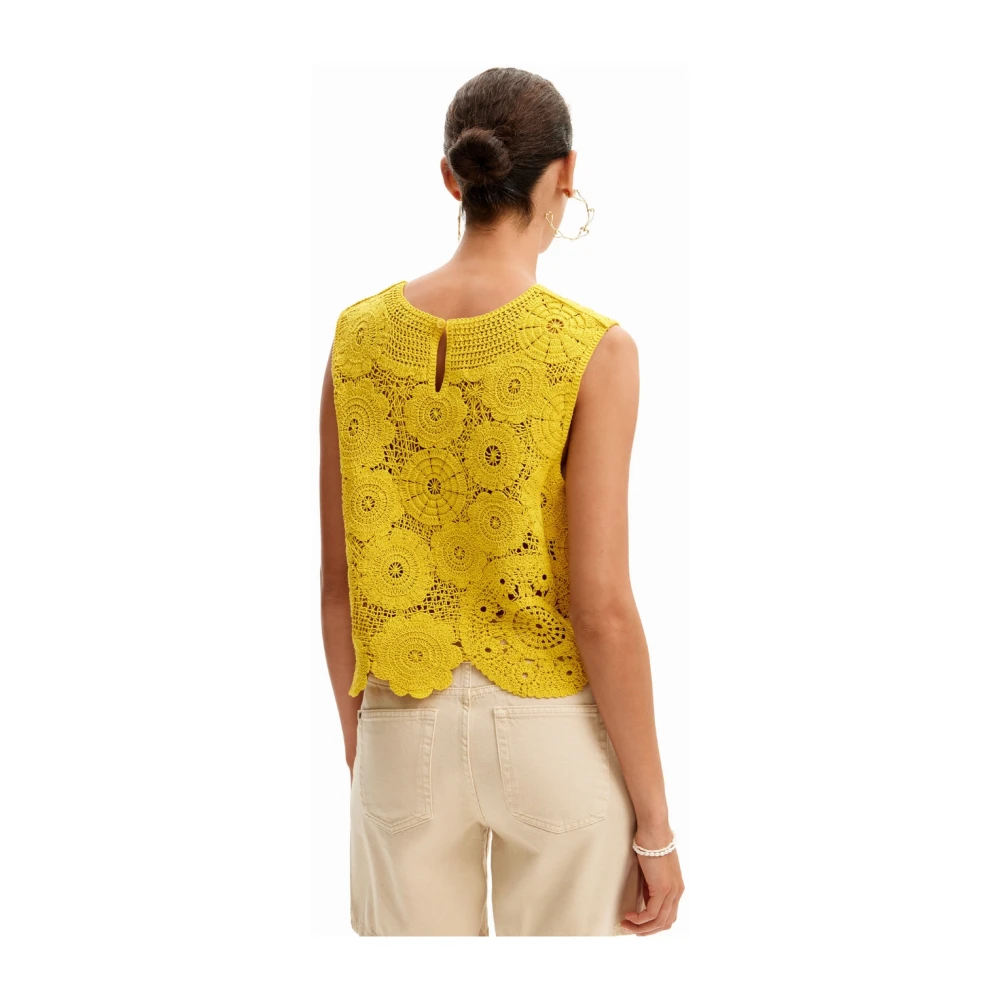 Desigual Sleeveless Knitwear Yellow Dames