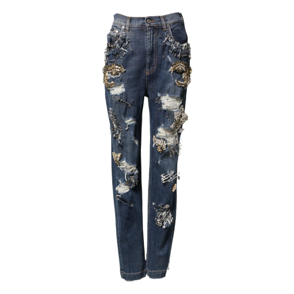 Dolce & Gabbana Women's Blue Rhinestone Embellished Denim Jeans