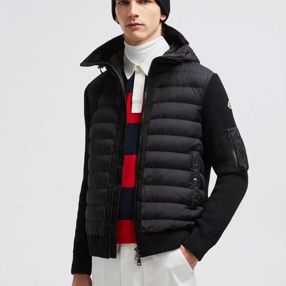 Moncler Gewatteerde wollen vest met dons Black Heren