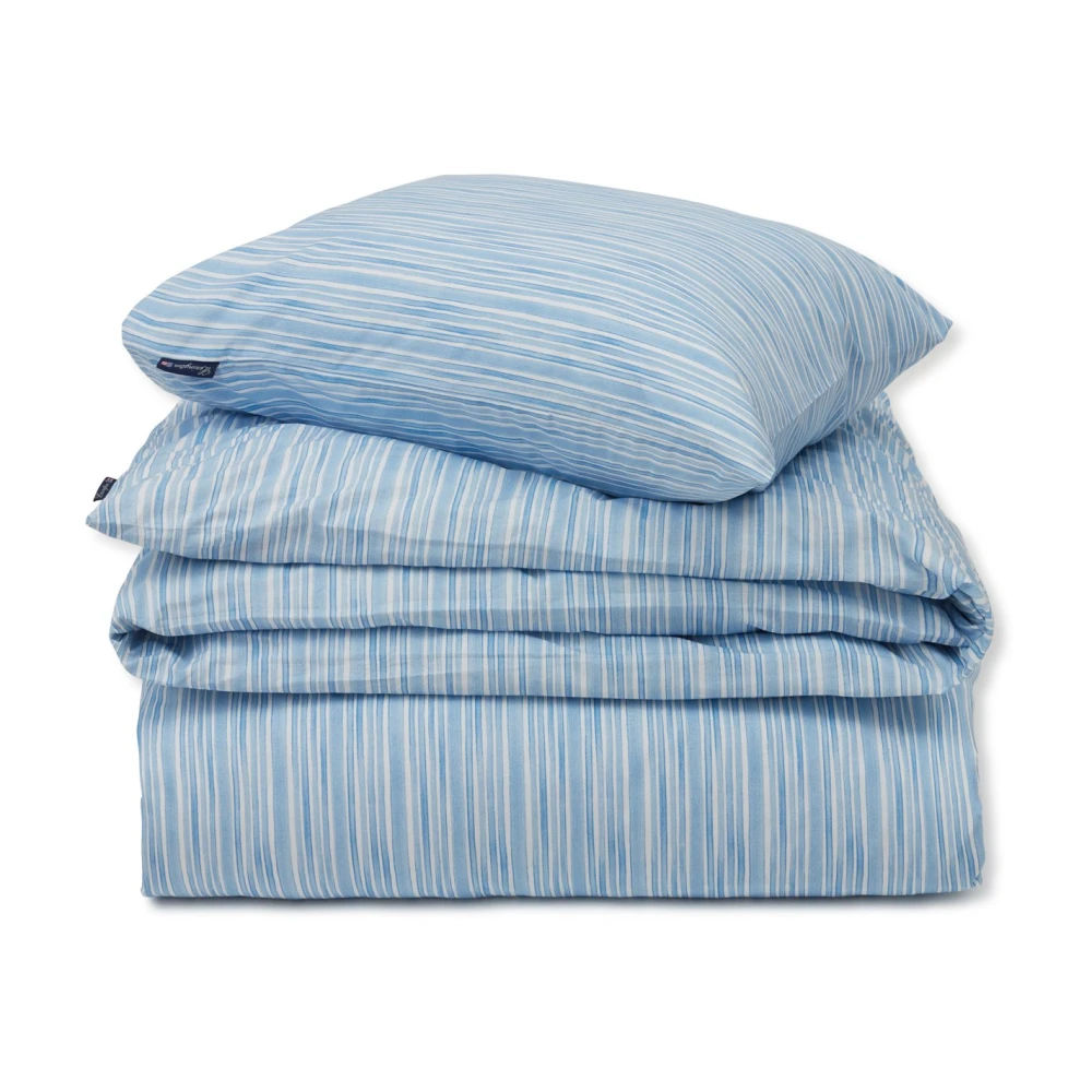 Blå Lexington Home Blue/White Striped Cotton Poplin Bed Set Bedding Set
