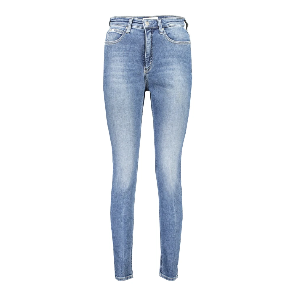 Calvin Klein Denim Skinny Jeans Blauw Gewassen Logo Blue Dames