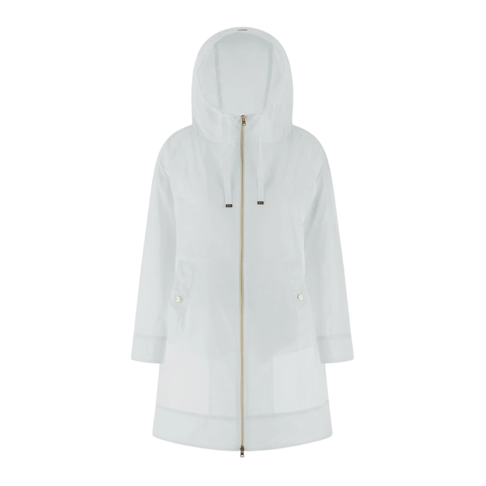 Herno Hooded Jacket Lange Mouw Ritssluiting White Dames