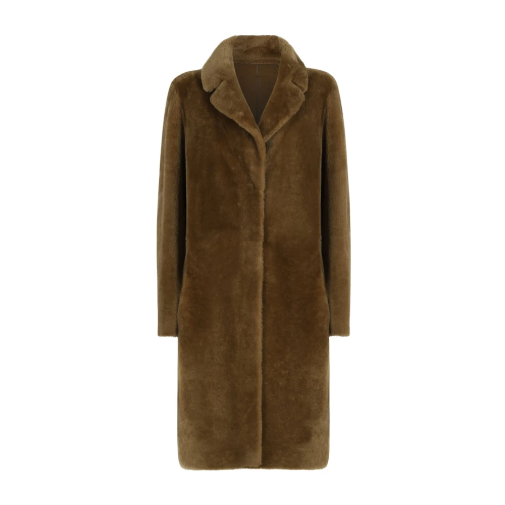 Suprema Mosterd Schapenvacht Jas Klassieke Kraag Yellow Dames