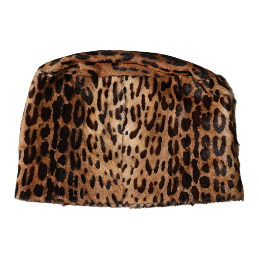 Dolce & Gabbana Luipaard Emmer Hoed Bruin Leer Brown Dames