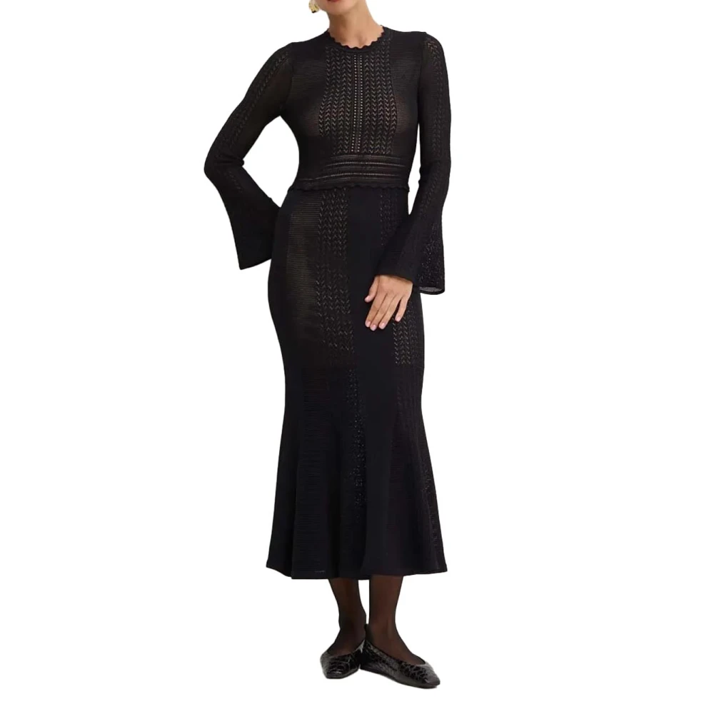 Twinset Katoenen Gebreide Jurk Black Dames