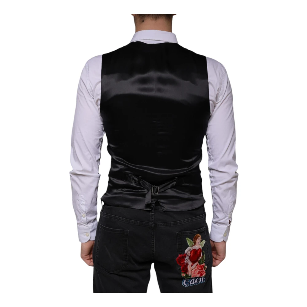 Dolce & Gabbana Zwarte wollen vestjurk formele vest Black Heren