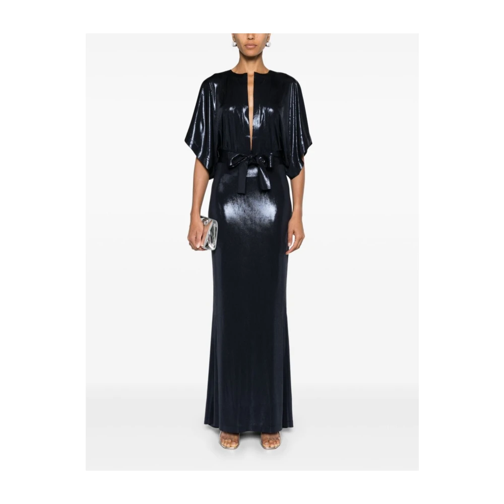 Norma Kamali Split Hals Gown Jurk Blue Dames