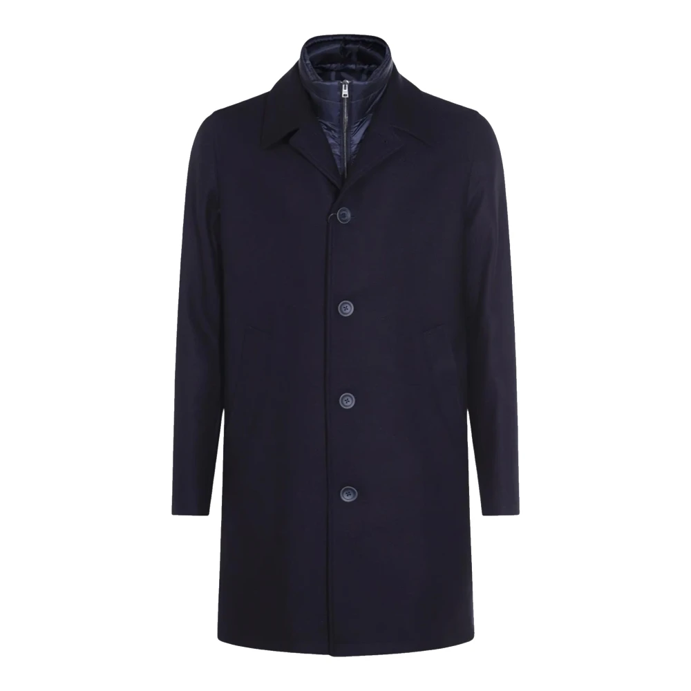Herno Uomo Blu Laminar Easy Wool Puffer Carcoat