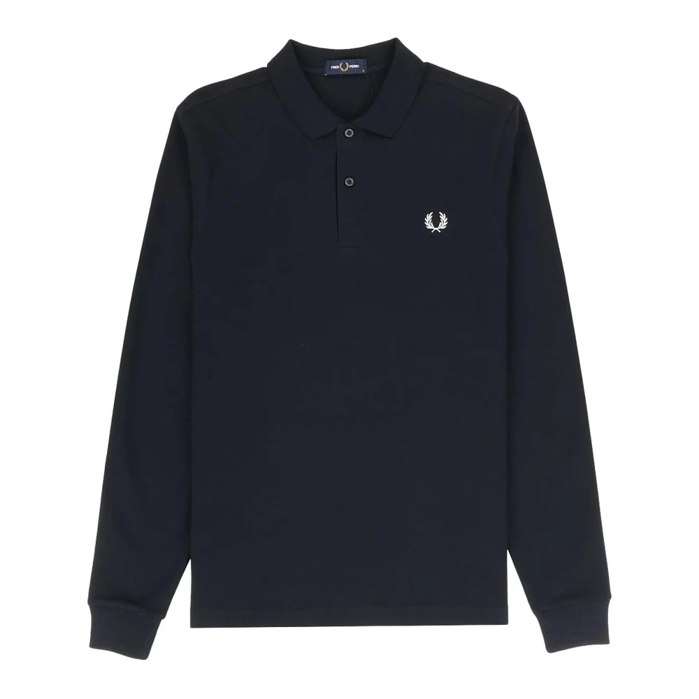Fred Perry Men's Blue Navy 608 Long Sleeve Polo Shirt - Polo Shirts - S - Tops