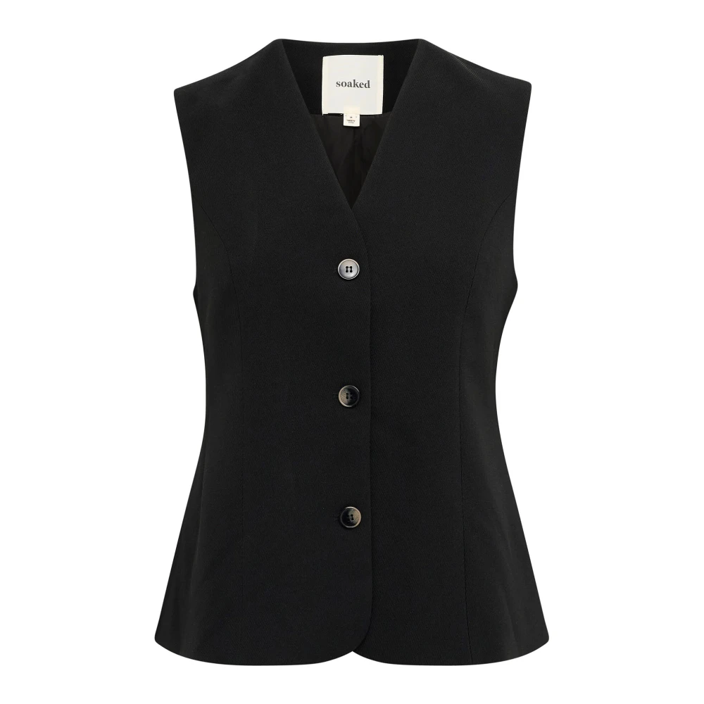 Soaked in Luxury Elegante Zwarte Vest Sleureka Waistcoat Black Dames