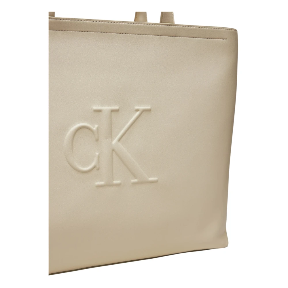 Calvin Klein Witte Rits Tas met Binnen Zakken White Dames