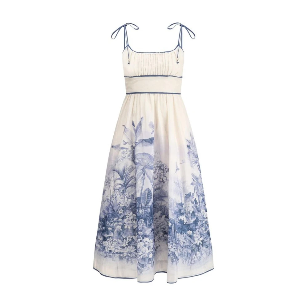 Zimmermann Bloemenprint Linnen Lange Jurk Multicolor Dames