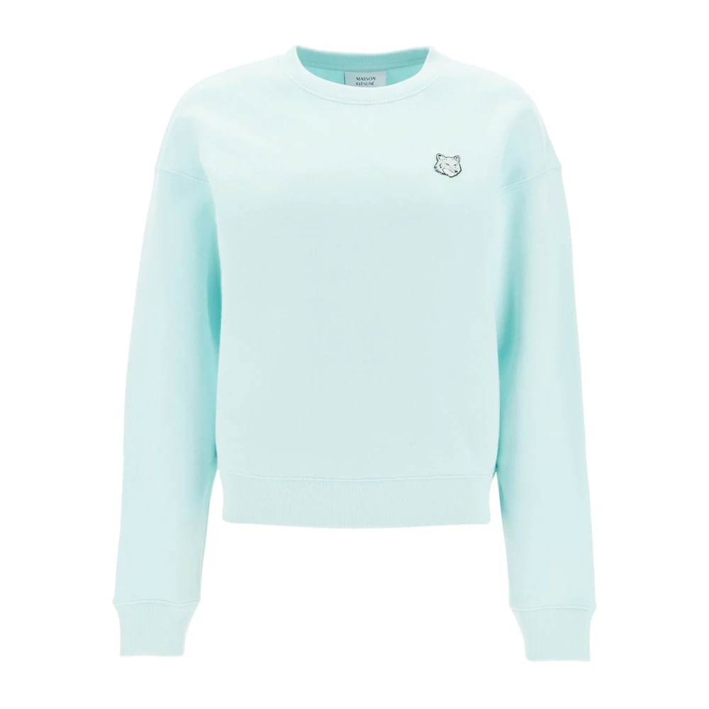 Maison Kitsuné Bold Fox Head Crewneck Sweatshirt Blue Dames