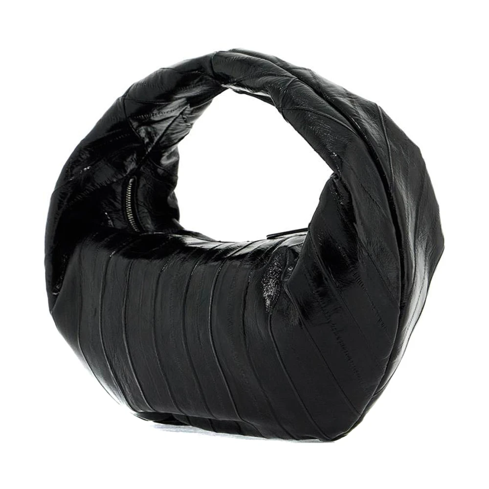 Khaite Olivia Hobo Tas in Glanzend Palingleer Black Dames