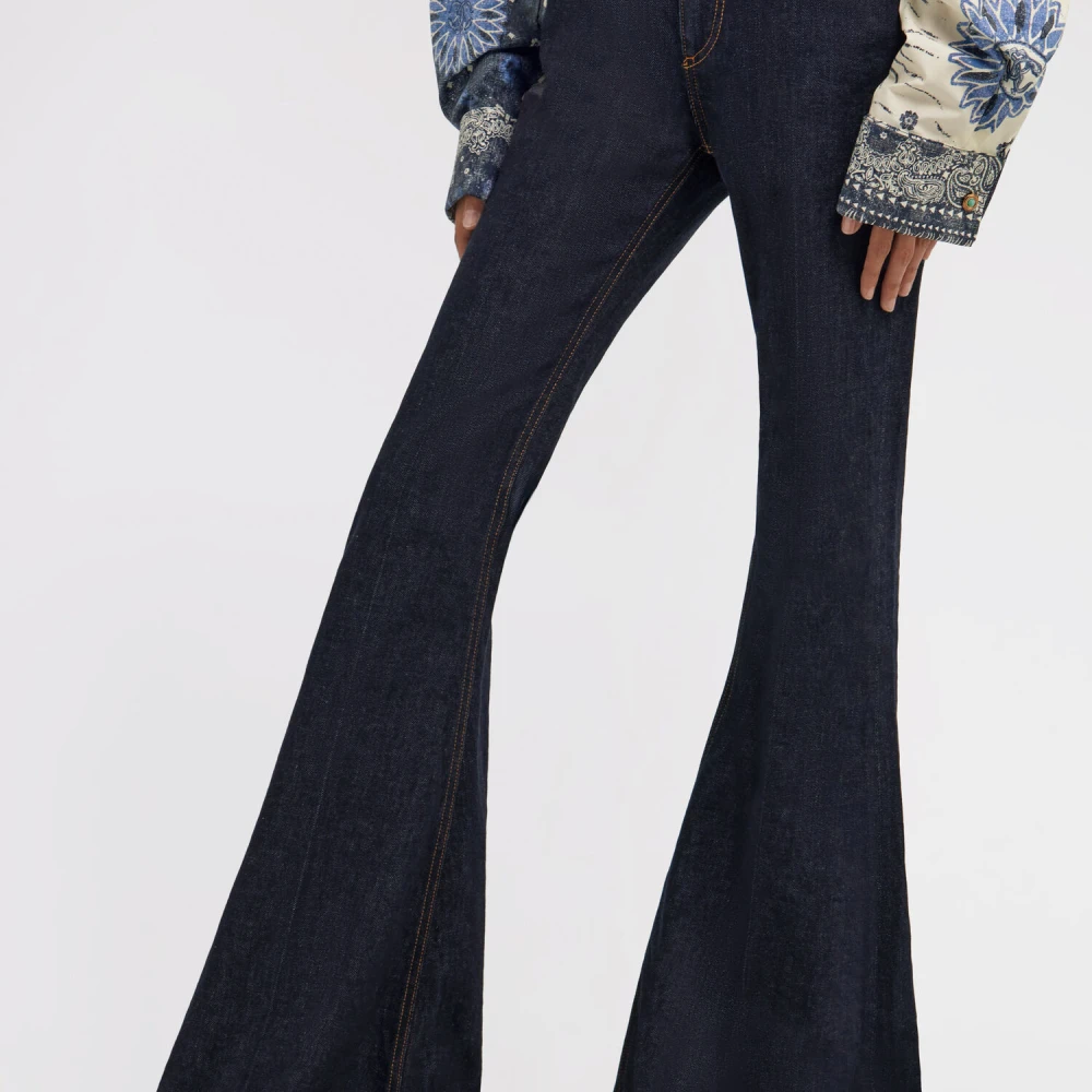 Roberto Cavalli Flared Jeans Rits Knoopsluiting Zakken Blue Dames