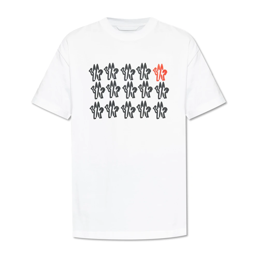 Moncler Witte T-shirts en Polos met Logo White Heren