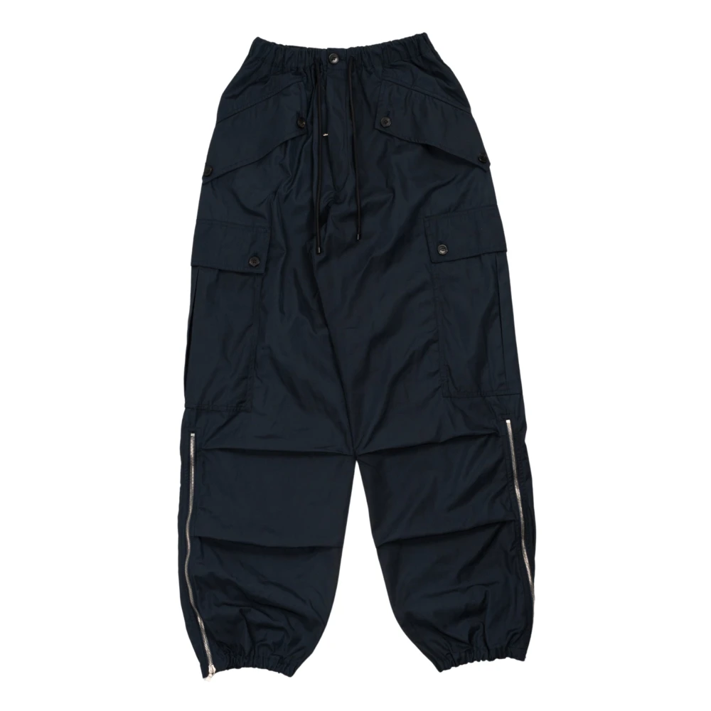 Dries Van Noten Navy Blauwe Cargo Broek Blue Heren