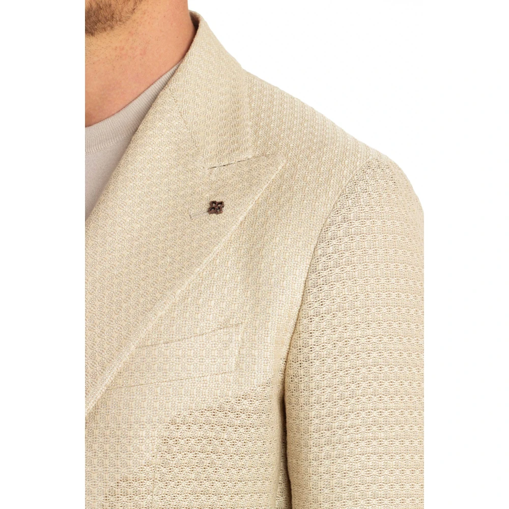 Tagliatore Beige Dubbelborst Jas Superlichte Stof Beige Heren