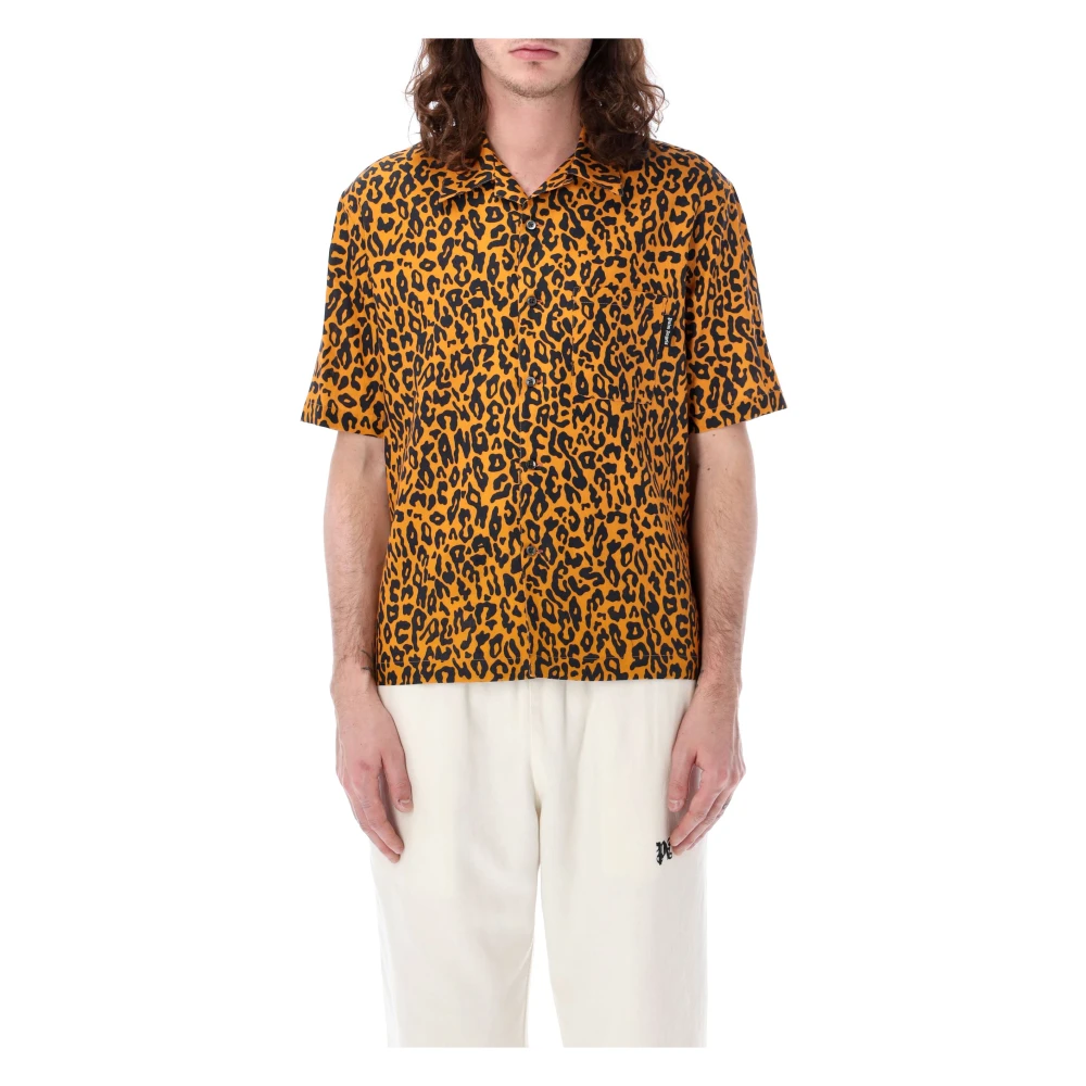 Palm Angels Cheetah Bowling Shirt Orange Heren