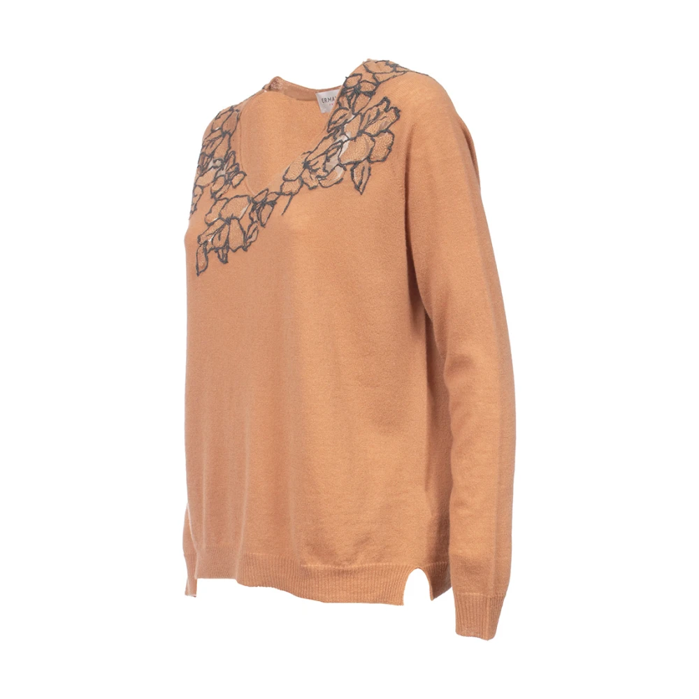 Ermanno Scervino Geborduurde Trui met Kant Details Beige Dames