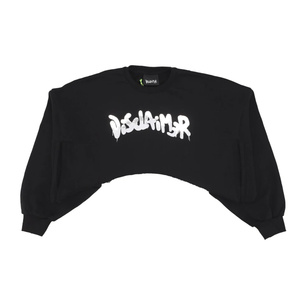 Disclaimer Logo Crop Crewneck Sweatshirt Zwart Black Dames