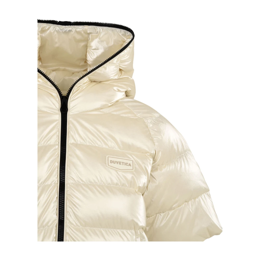 duvetica Beige Horizontaal Gewatteerde Jas Ritssluiting Beige Dames