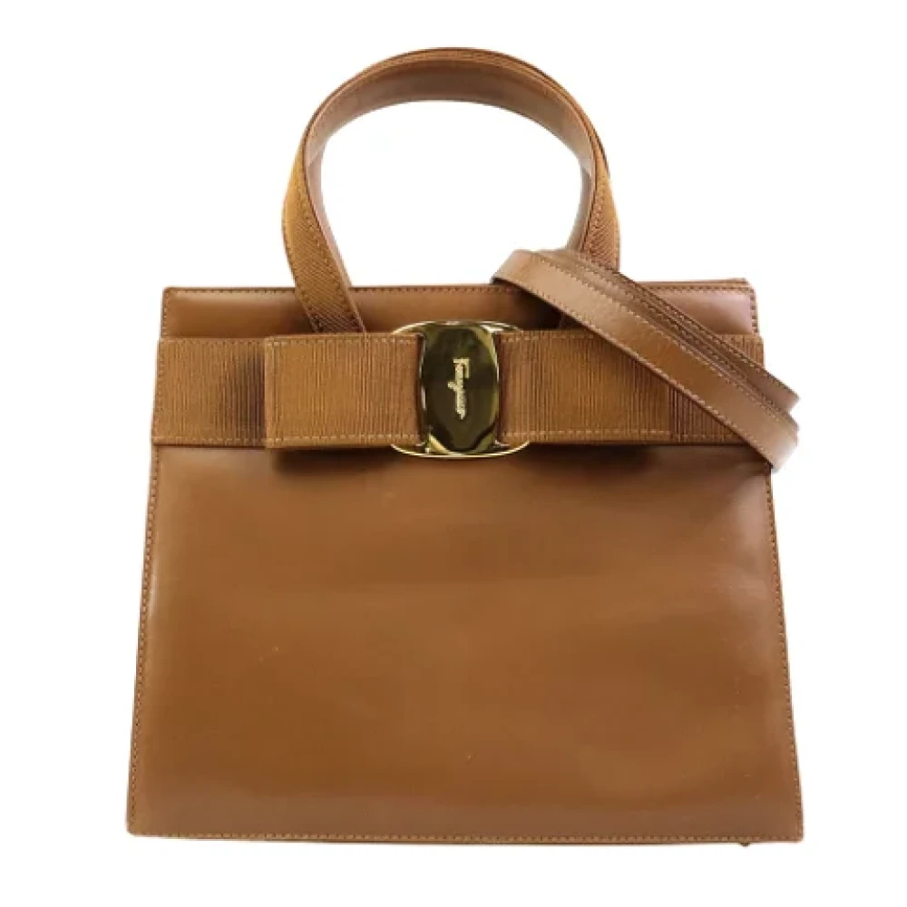 Salvatore Ferragamo Pre-owned Leather handbags Brown Dames
