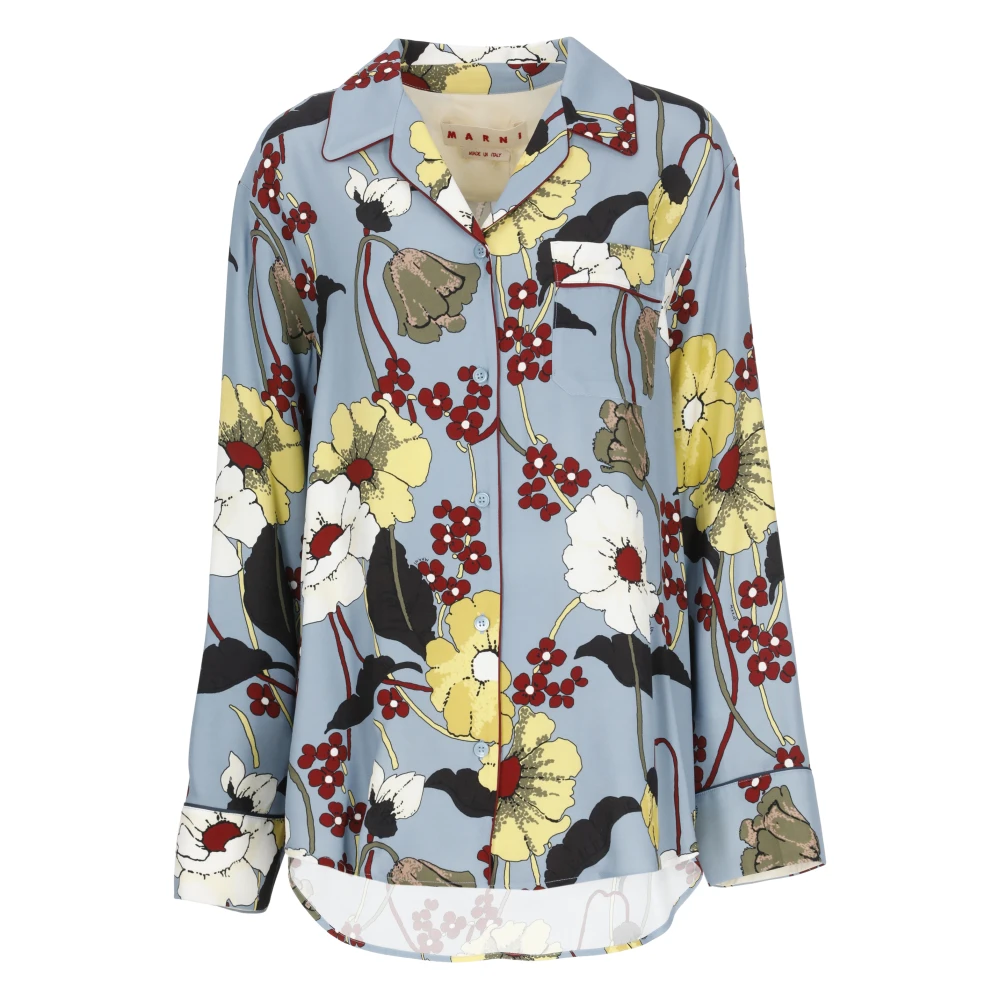 Marni Women's Multicolor Envers Satin Pyjama Shirt With Melodia Print - Shirts - Xs - Blouses & Shirts