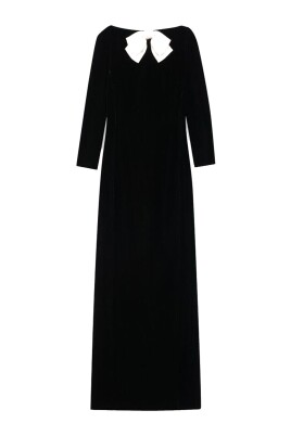 velvet-long-dress-with-bow-detail