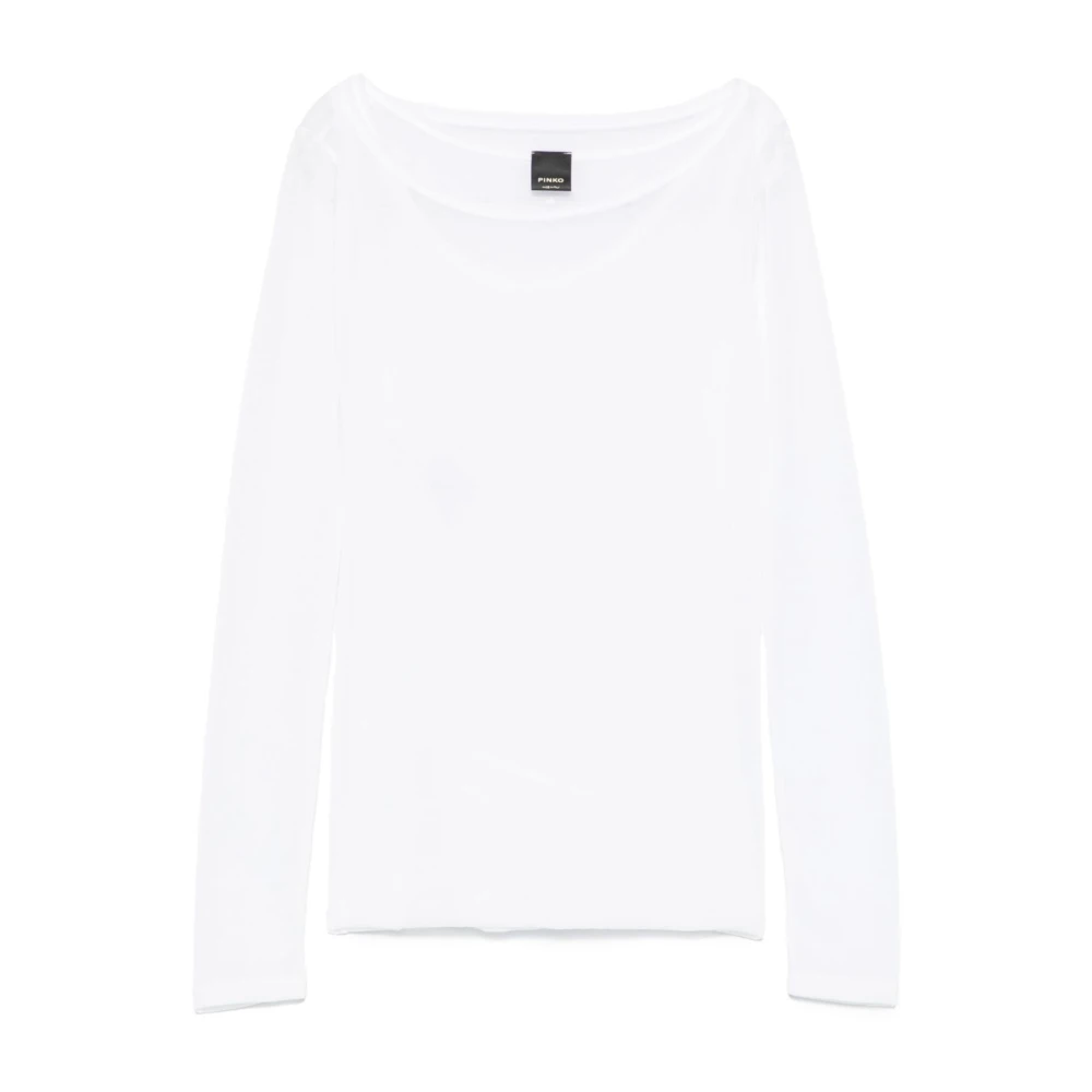 Pinko Witte Boothals Trui met Logo White Dames