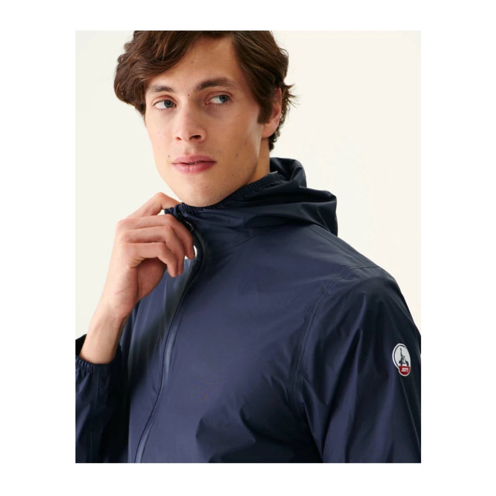 Jott Opvouwbare Lange Regenjas Reflecterend Logo Blue Heren