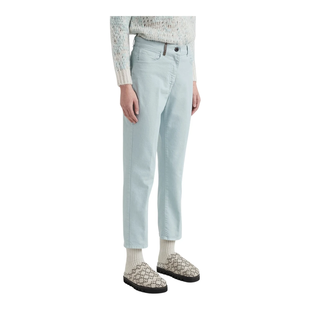 PESERICO Bull denim cropped jeans Green Dames