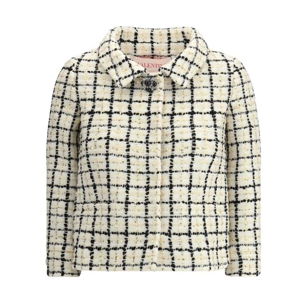 Valentino Paillet Tweed Jas met Juweel Sluiting Multicolor Dames