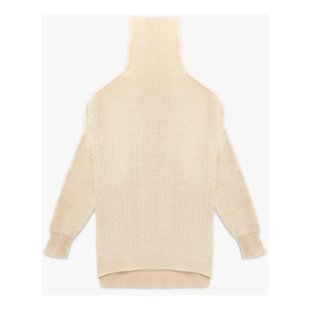 Avant Toi Luxe Oversized Geribbelde Coltrui Beige Dames