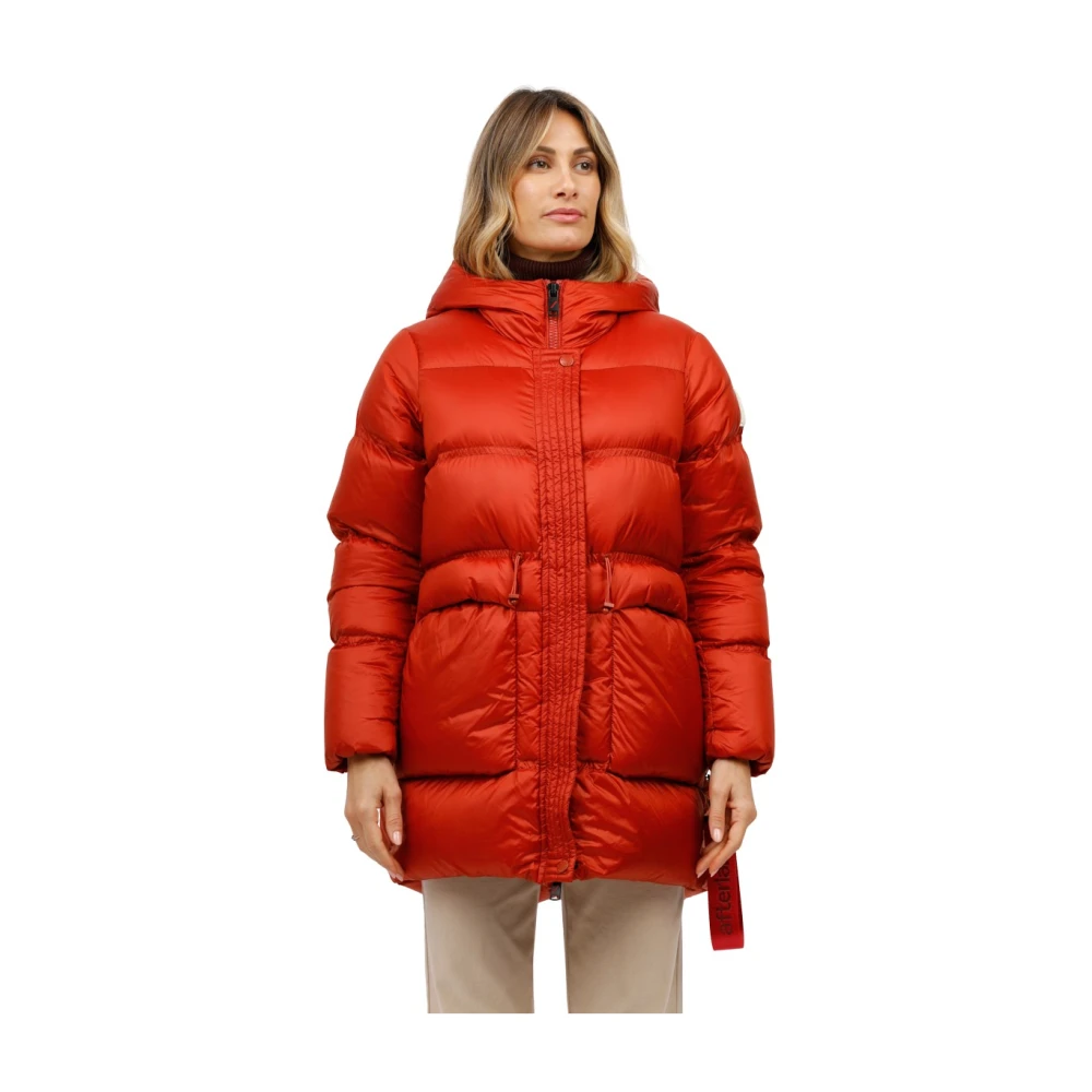 Afterlabel Glanzende Nylon Horizontaal Gewatteerde Jas Orange Dames